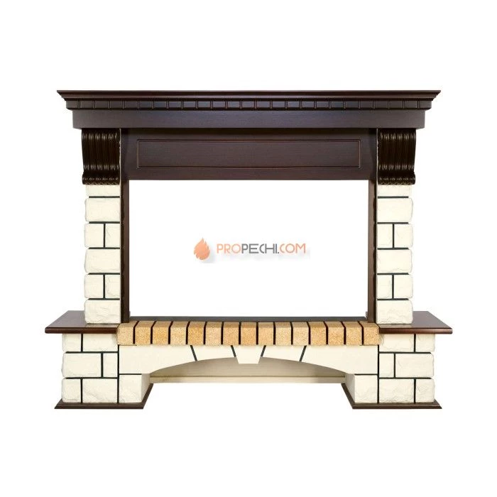 Портал Royal Flame Pierre Luxe - Темный дуб / Белый (Ширина 1380мм)