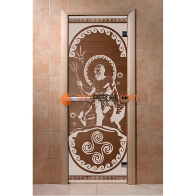 Дверь для бани DoorWood с рисунком Посейдон Бронза, 2000x700 мм