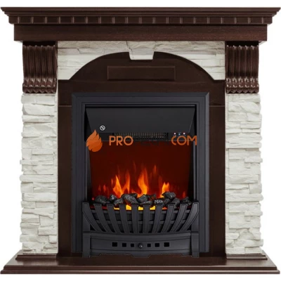 Каминокомплект Royal Flame Dublin - Темный дуб / Сланец белый с очагом Aspen Black