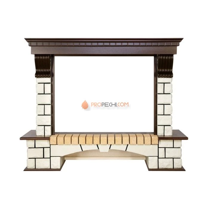 Каминокомплект Royal Flame Pierre Luxe - Темный дуб / Белый (Высота 1095мм) с очагом Dioramic 33 LED FX