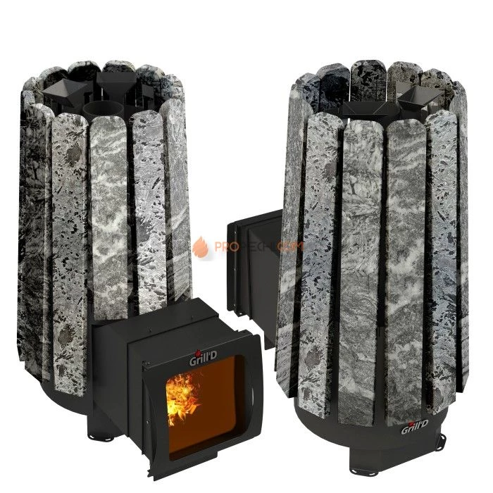 Дровяная печь для бани Grill’D Cometa 180 Vega Long Window Max, Stone (Серпентинит)