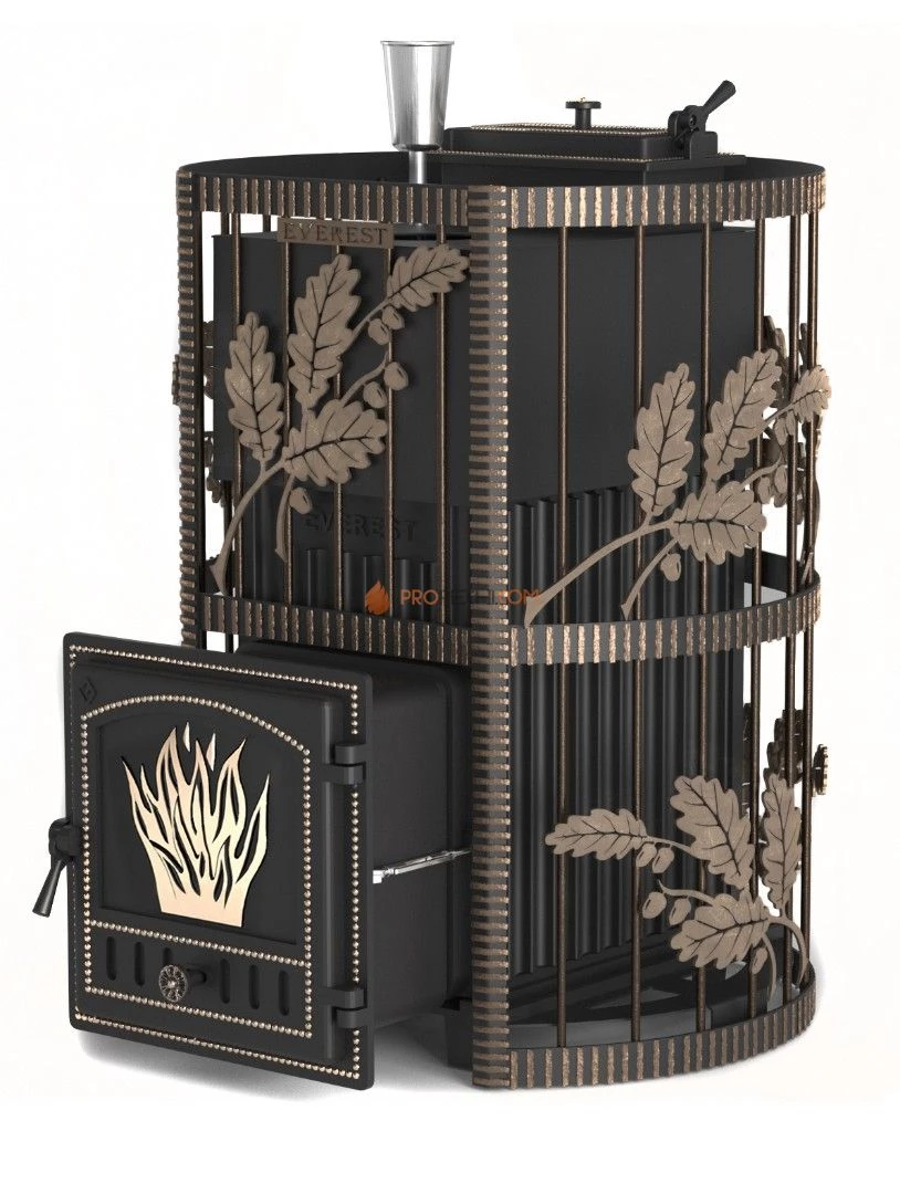 Банная печь Эверест Ковка 24 (281) закрытая каменка