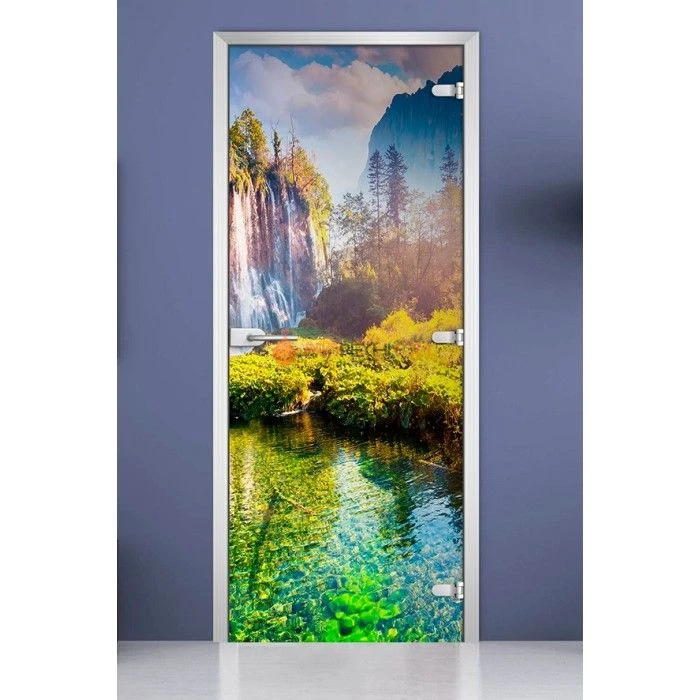 Стеклянная межкомнатная дверь DoorWood с фотопечатью Forest-14, 2000х700 мм