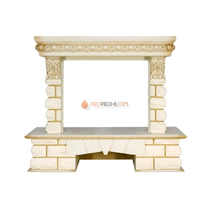 Каминокомплект Royal Flame Pierre Luxe LORD - Слоновая кость / Белый с очагом Vision 28 EF LED FX