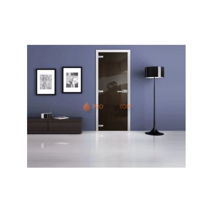 Стеклянная межкомнатная дверь DoorWood с фотопечатью Ral 8019, 2000х600 мм
