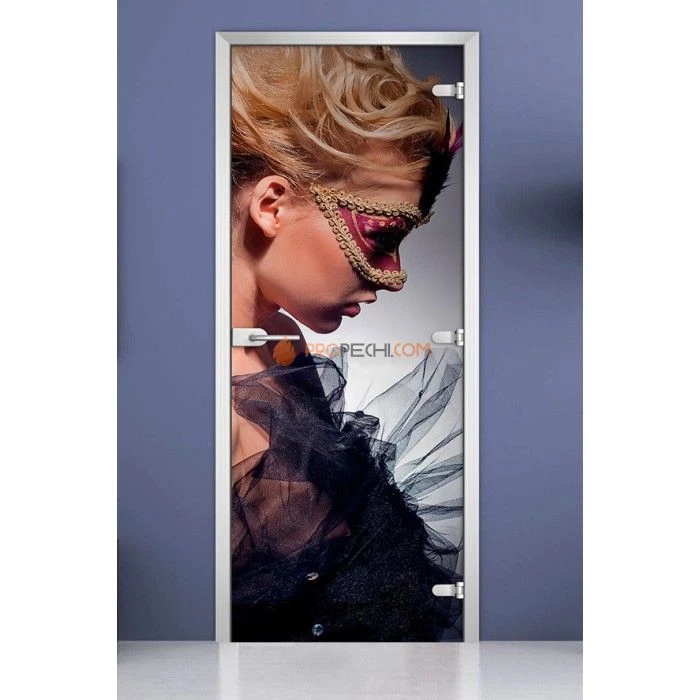 Стеклянная межкомнатная дверь DoorWood с фотопечатью Woman-18, 2000х600 мм