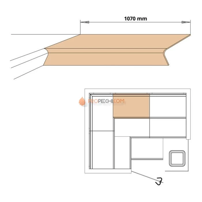 Угловое сиденье для бани и сауны Cariitti Taive правостороннее (Хемлок)