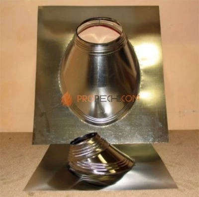 Проход через крышу с юбкой D=120 45гр. нерж. ФлюГранд