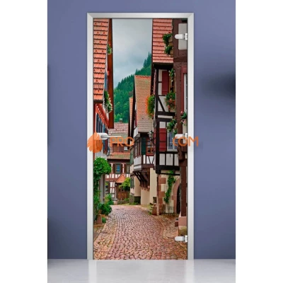 Стеклянная межкомнатная дверь DoorWood с фотопечатью City-04, 2000х700 мм