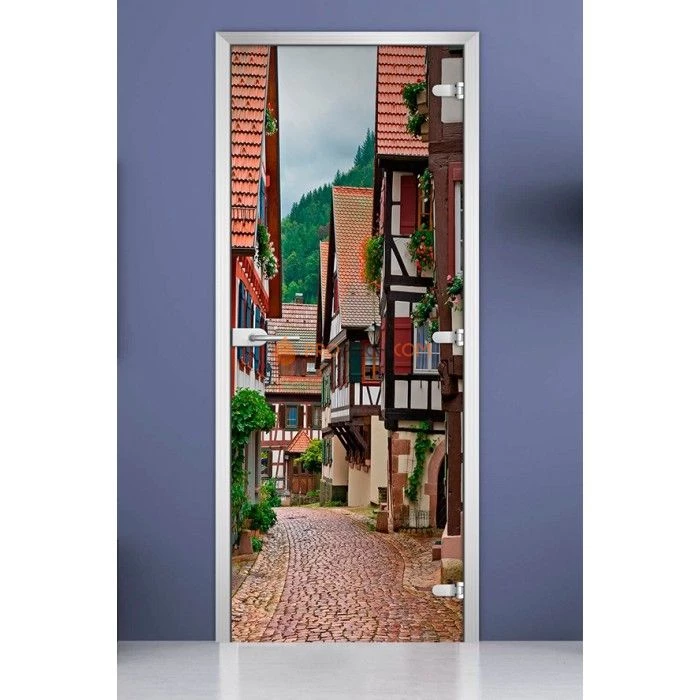 Стеклянная межкомнатная дверь DoorWood с фотопечатью City-04, 2000х700 мм