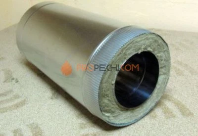 Дымоходная труба D=115\220 Sвнутр.=0.5 L=1000мм aisi 304-оцинк. ФлюГранд