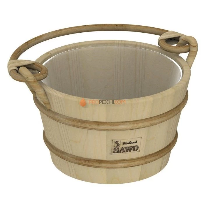 Ведро SAWO деревянное 341-P (4 литра, с пластиковой вставкой)