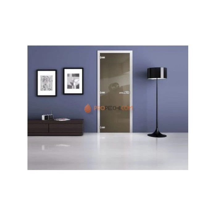 Стеклянная межкомнатная дверь DoorWood с фотопечатью Ral 7034, 2000х600 мм