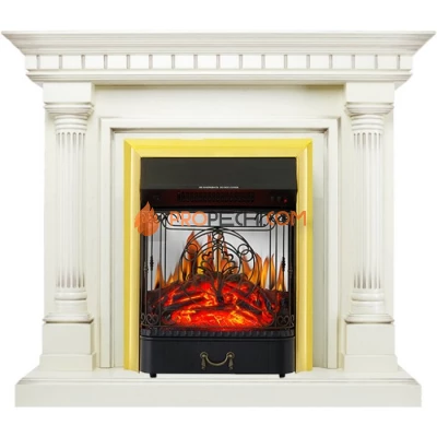 Каминокомплект Royal Flame Dallas - Слоновая кость с патиной с очагом Majestic FX M Brass