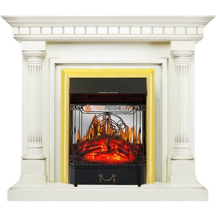 Каминокомплект Royal Flame Dallas - Слоновая кость с патиной с очагом Majestic FX M Brass