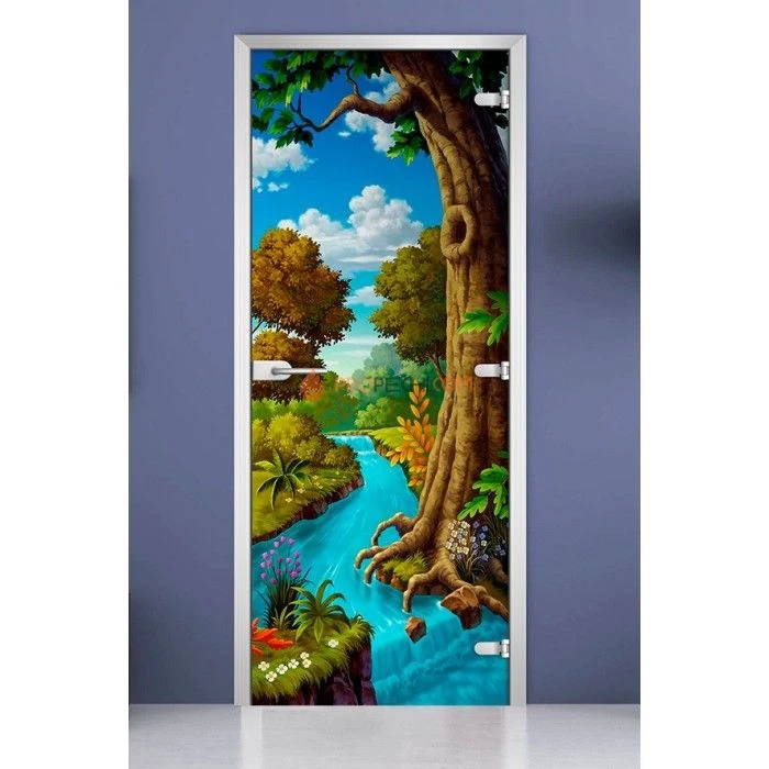 Стеклянная межкомнатная дверь DoorWood с фотопечатью Kids-02, 2000х600 мм