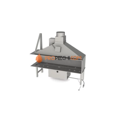 Газовая топка Vero Design Nippon Угловой левый (1750x400 мм) D300 мм, горелка Line burner