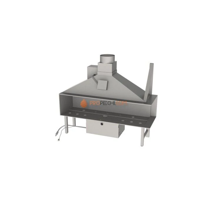 Газовая топка Vero Design Nippon Угловой правый (2000x400 мм) D350 мм, горелка Line burner