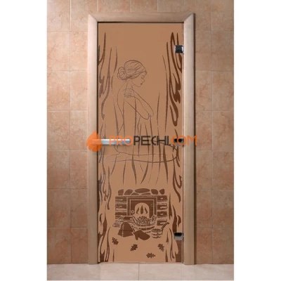 Дверь для бани DoorWood с рисунком Волшебный пар Бронза матовая, 2000x900 мм