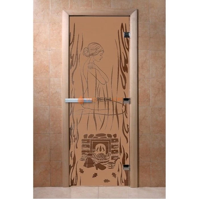 Дверь для бани DoorWood с рисунком Волшебный пар Бронза матовая, 2000x900 мм
