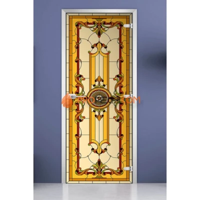 Стеклянная межкомнатная дверь DoorWood с фотопечатью Stained Glass-12, 2000х700 мм