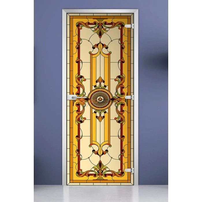 Стеклянная межкомнатная дверь DoorWood с фотопечатью Stained Glass-12, 2000х700 мм