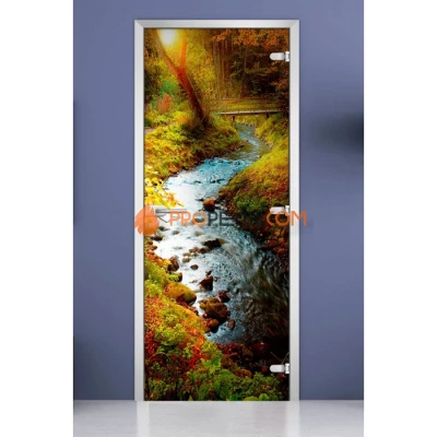Стеклянная межкомнатная дверь DoorWood с фотопечатью Forest-01, 2000х800 мм