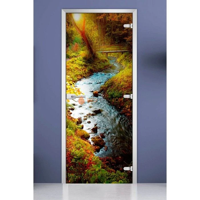 Стеклянная межкомнатная дверь DoorWood с фотопечатью Forest-01, 2000х800 мм