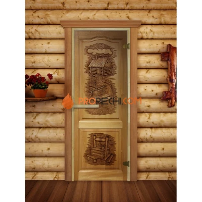Дверь для бани DoorWood Русская Баня-01 с фотопечатью