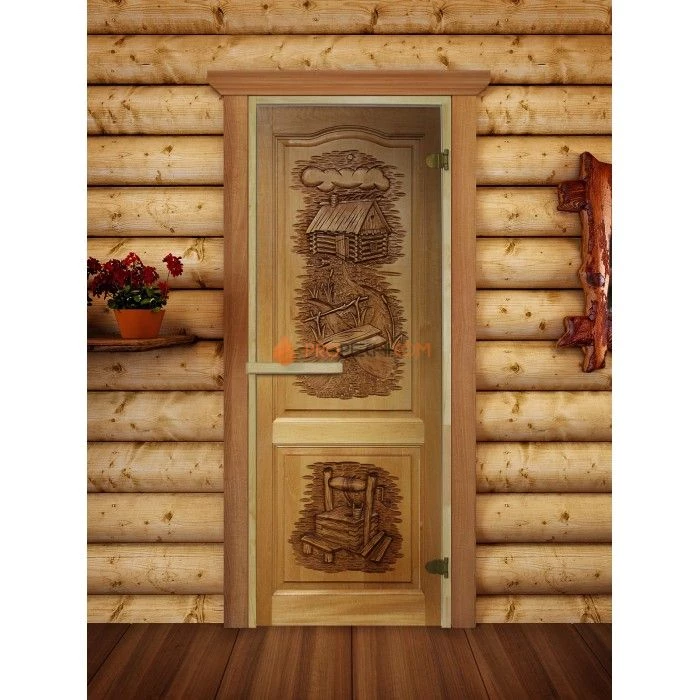 Дверь для бани DoorWood Русская Баня-01 с фотопечатью