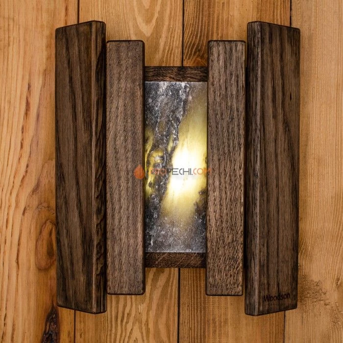 Абажур Woodson Greys с гималайской солью, дуб в тёмном