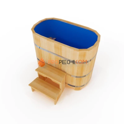Купель овальная НКЗ PREMIUM из кедра, с пластиковой вставкой, 120x200x120 см
