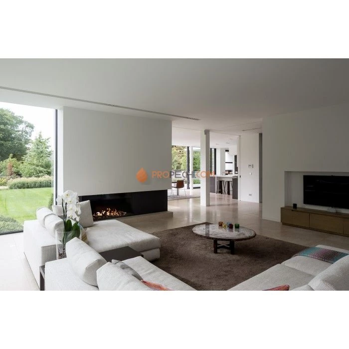 Газовая топка Vero Design Nippon Угловой правый (2000x400 мм) D350 мм, горелка Line burner