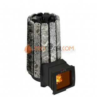 Дровяная банная печь Grill’D Cometa 180 Vega Long Window Max, Stone (Серпентинит) Pro