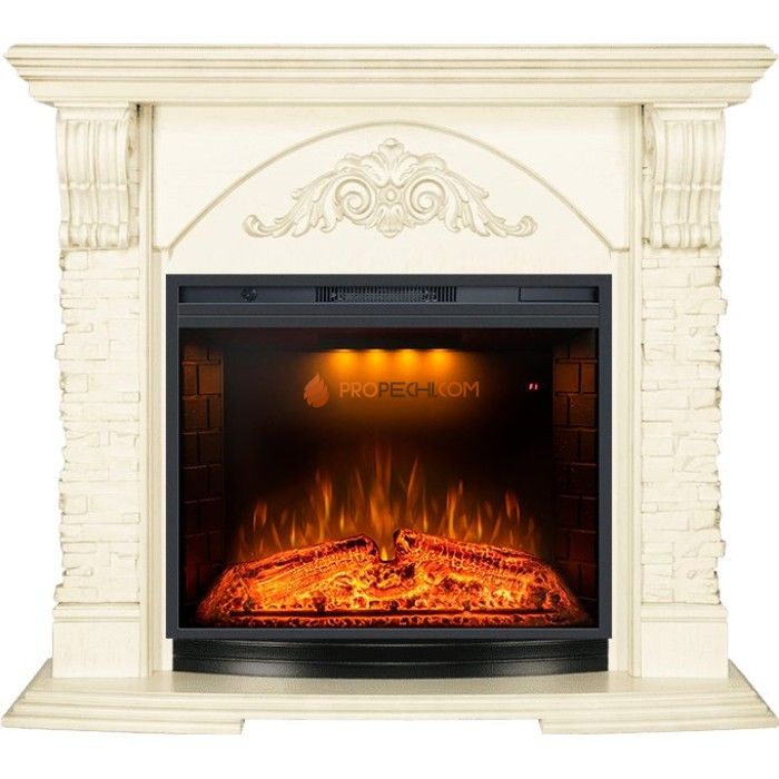 Каминокомплект Royal Flame Rimini - Слоновая кость с патиной с Электрическим очагом Royal Flame Emerald 28