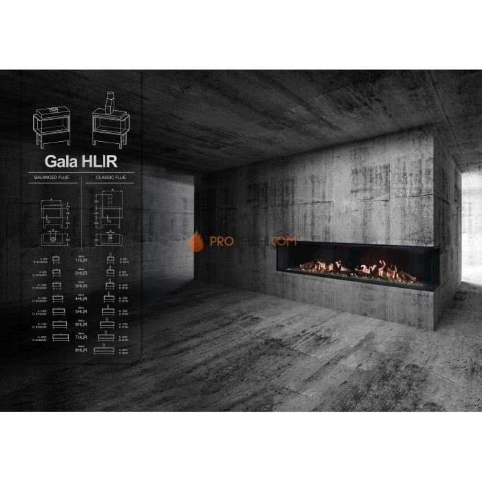 Газовая топка Vero Design Gala Угловая правая (2500x500 мм) D200 мм, горелка VLK burner
