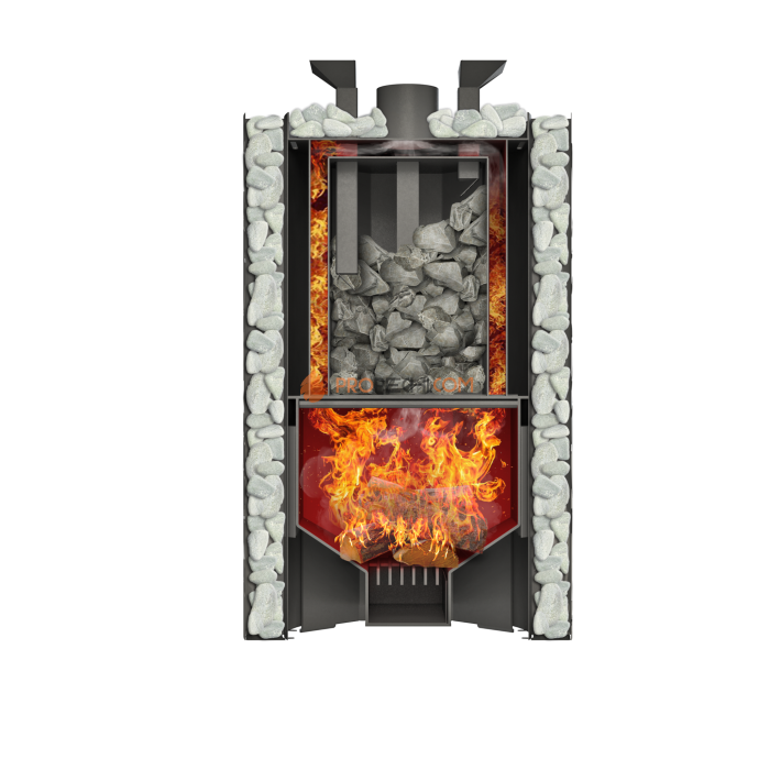 Дровяная банная печь Grill’D Violet World Steel Long Window Max Pro