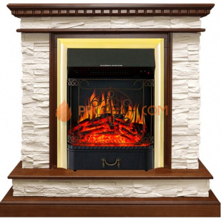 Каминокомплект Royal Flame Calgary - Дуб / Сланец белый с очагом Majestic FX Brass
