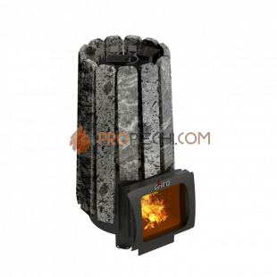 Дровяная банная печь Grill’D Cometa 180 Vega Short Window Max, Stone (Серпентинит) Pro