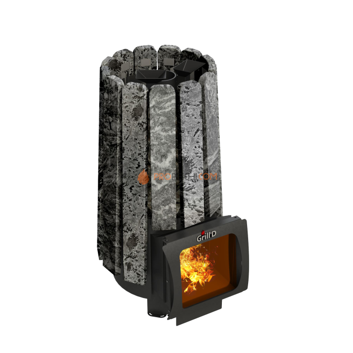 Дровяная банная печь Grill’D Cometa 180 Vega Short Window Max, Stone (Серпентинит) Pro