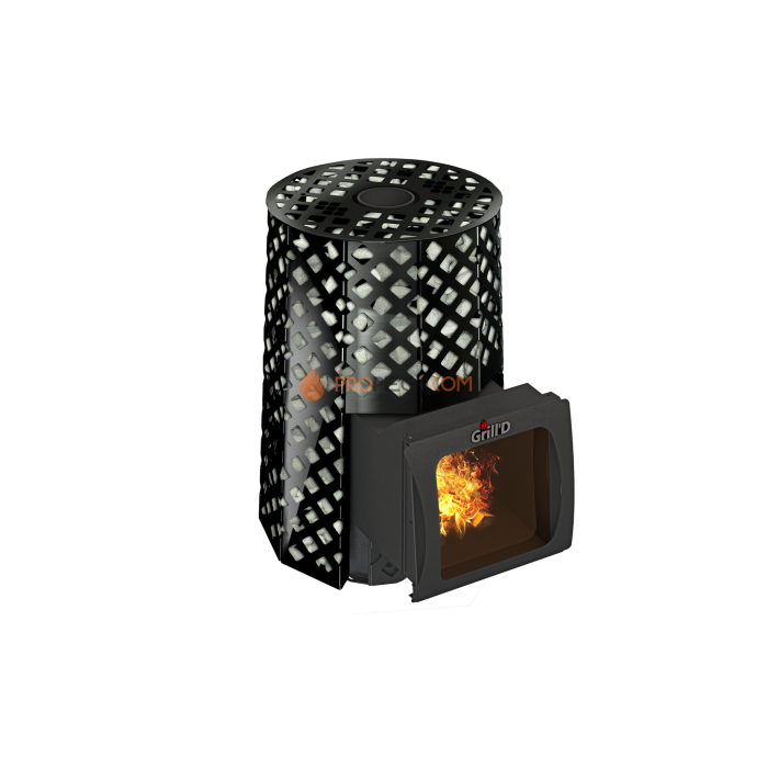 Дровяная банная печь Grill’D Violet Romb Short Window Max Pro (Камень колотый, 100 кг)