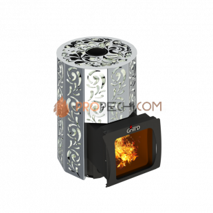 Дровяная банная печь Grill’D Violet Steel Short Window Max Pro (Камень колотый, 100 кг)