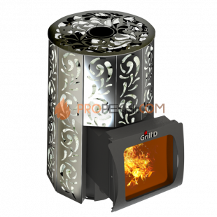 Дровяная банная печь Grill’D Violet Short Window Max Pro (Камень колотый, 100 кг)