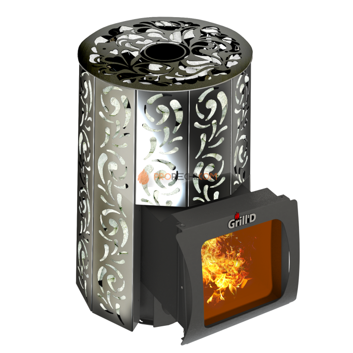 Дровяная банная печь Grill’D Violet Short Window Max Pro (Камень колотый, 100 кг)