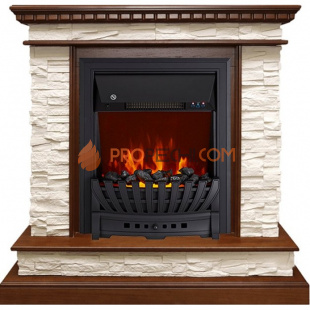 Каминокомплект Royal Flame Calgary - Дуб / Сланец белый с очагом Aspen Black