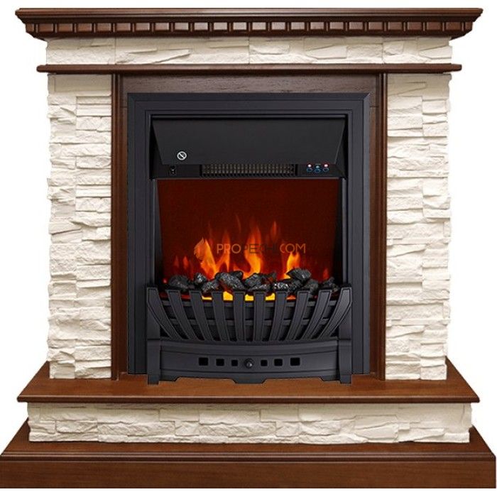 Каминокомплект Royal Flame Calgary - Дуб / Сланец белый с очагом Aspen Black