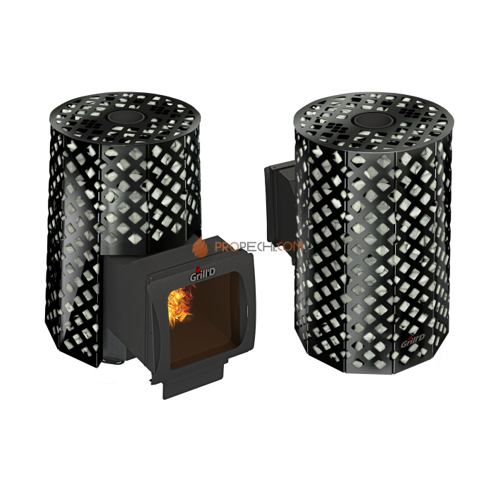 Дровяная печь для бани Grill’D Violet Romb Long Window Max (Камень колотый 100 кг)