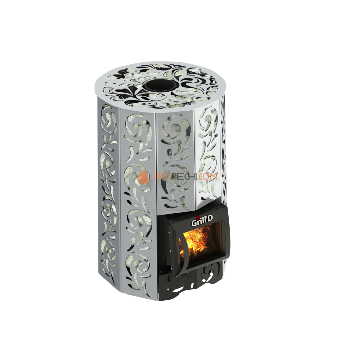 Дровяная печь для бани Grill’D Violet Steel Short (Камень колотый 100 кг)