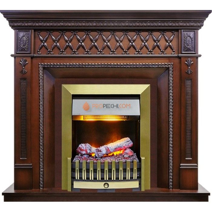 Каминокомплект Dimplex Alexandria - Махагон коричневый антик с очагом Danville Antique Brass FB2