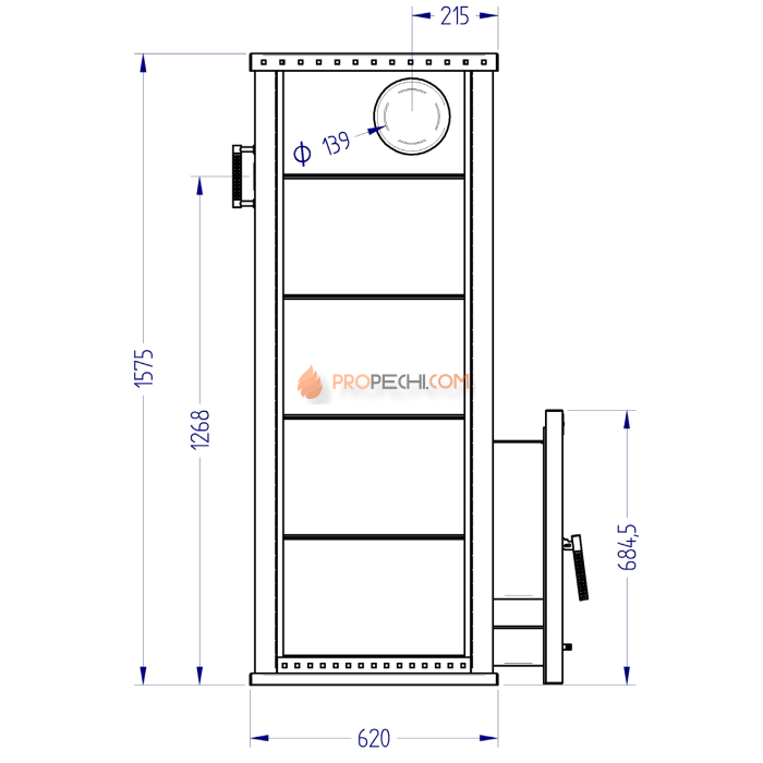 Газовая печь для бани Klover RT 35-RV 310S ( Талькомагнезит Скала, прямые углы )